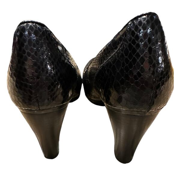 Sofft Women’s Black Leather Snakeskin Print Pumps with small Platform Size 9 - Picture 11 of 12